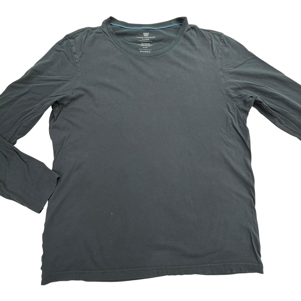Mack Weldon Shirt Mens XL Black Long Sleeve Crew Neck Pima Cotton Tagless Tee